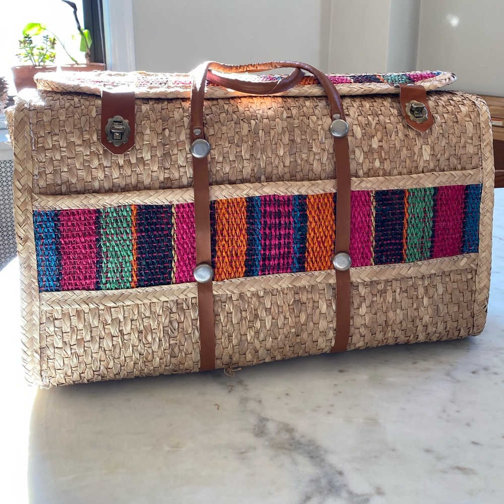Vintage Handmade Picnic and Travel Tote, Mexico